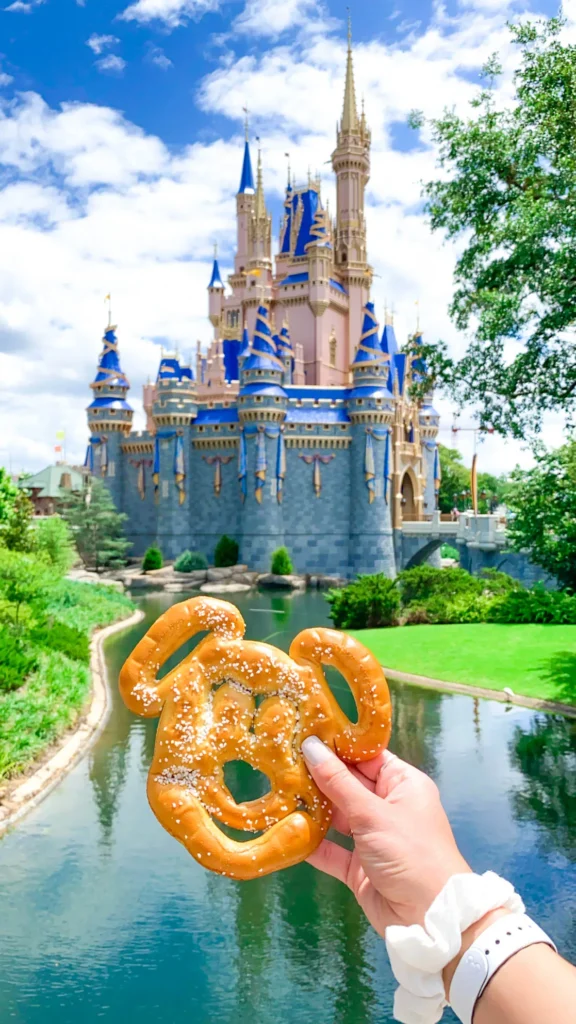 Mickey Mouse Pretzel in Front of Walt Disney World Magic Kingdom Cinderella Castle by Annie Fairfax 2